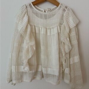 Zara girls Cream Ruffle Textured Blouse